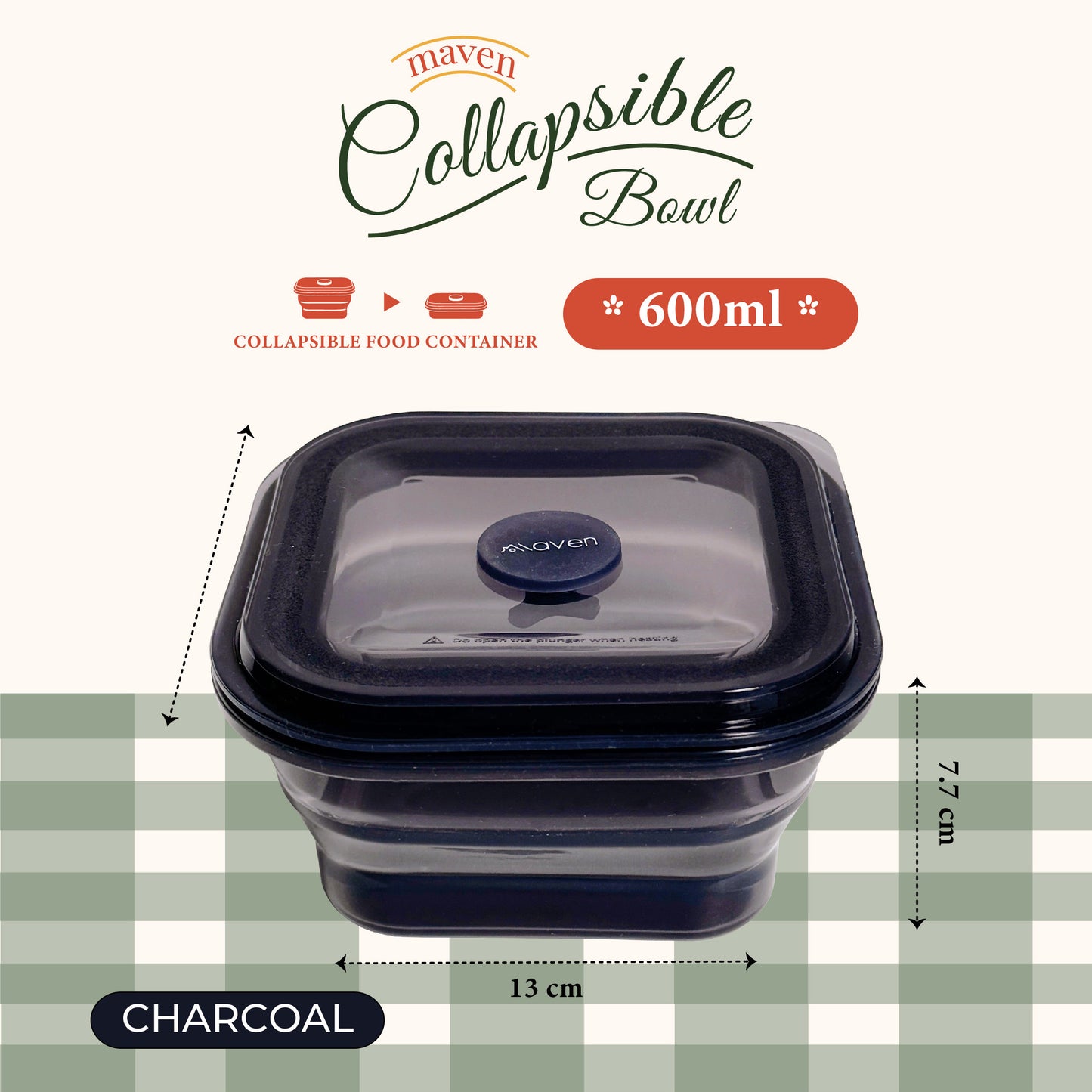 Maven Collapsible Bowl 600ML - 100% Food Grade Platinum Silicone