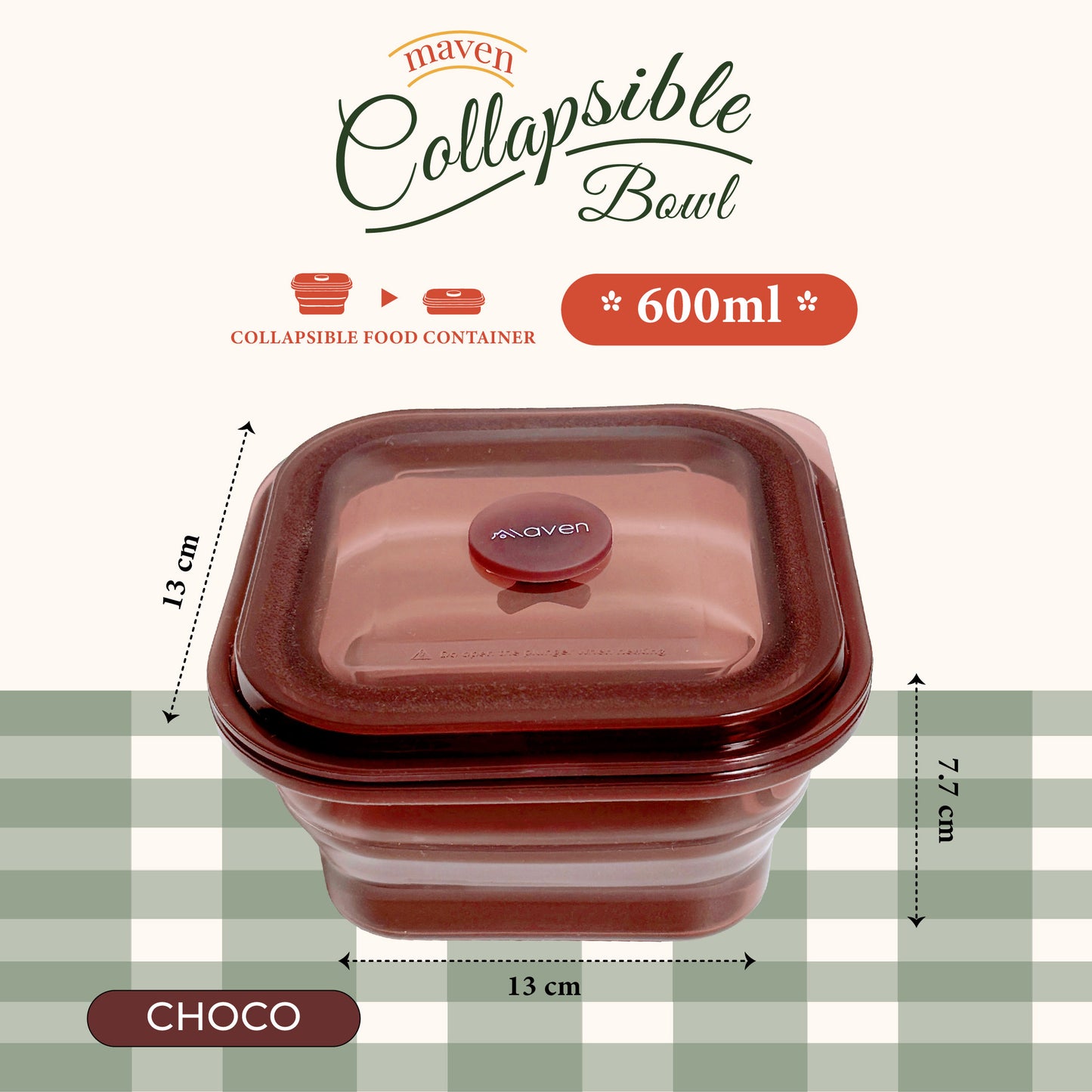 Maven Collapsible Bowl 600ML - 100% Food Grade Platinum Silicone