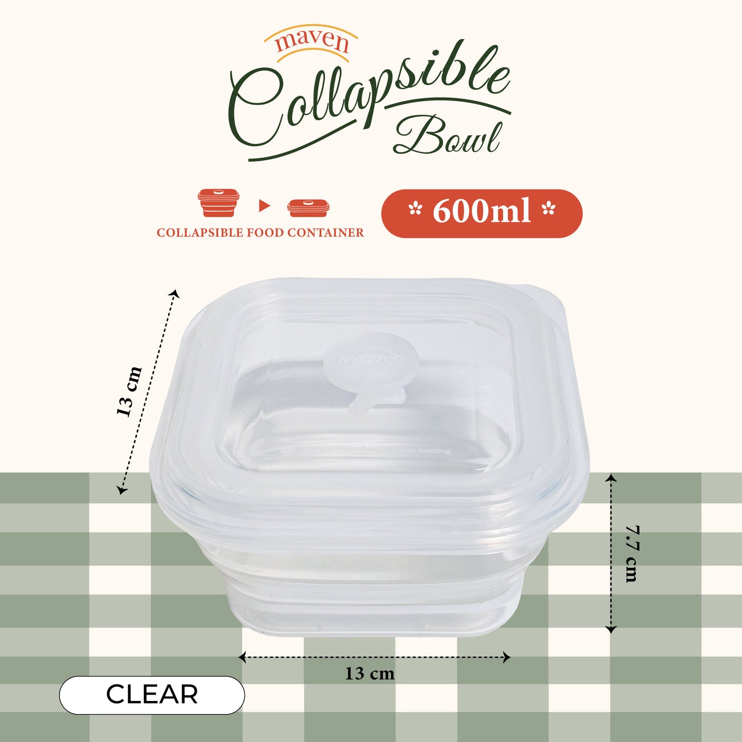 Maven Collapsible Bowl 600ML - 100% Food Grade Platinum Silicone