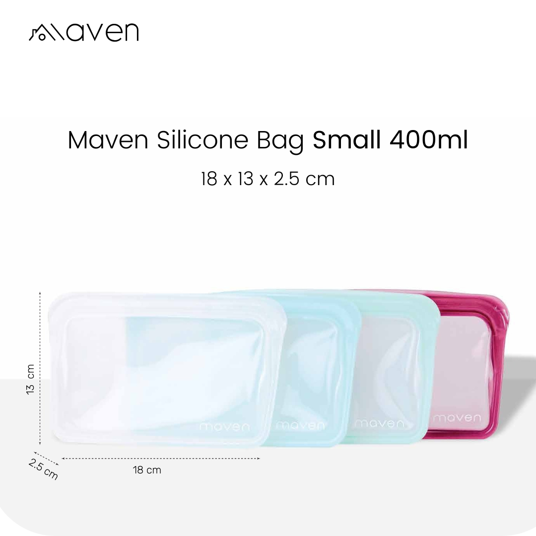 MAVEN SMALL (400ML) Silicone Bag/Pouch/Ziplock Food Safe & Leakproof
